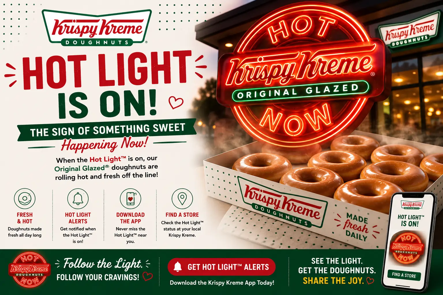 Krispy Kreme Hot Light hours 5:00 PM to 7:00 PM